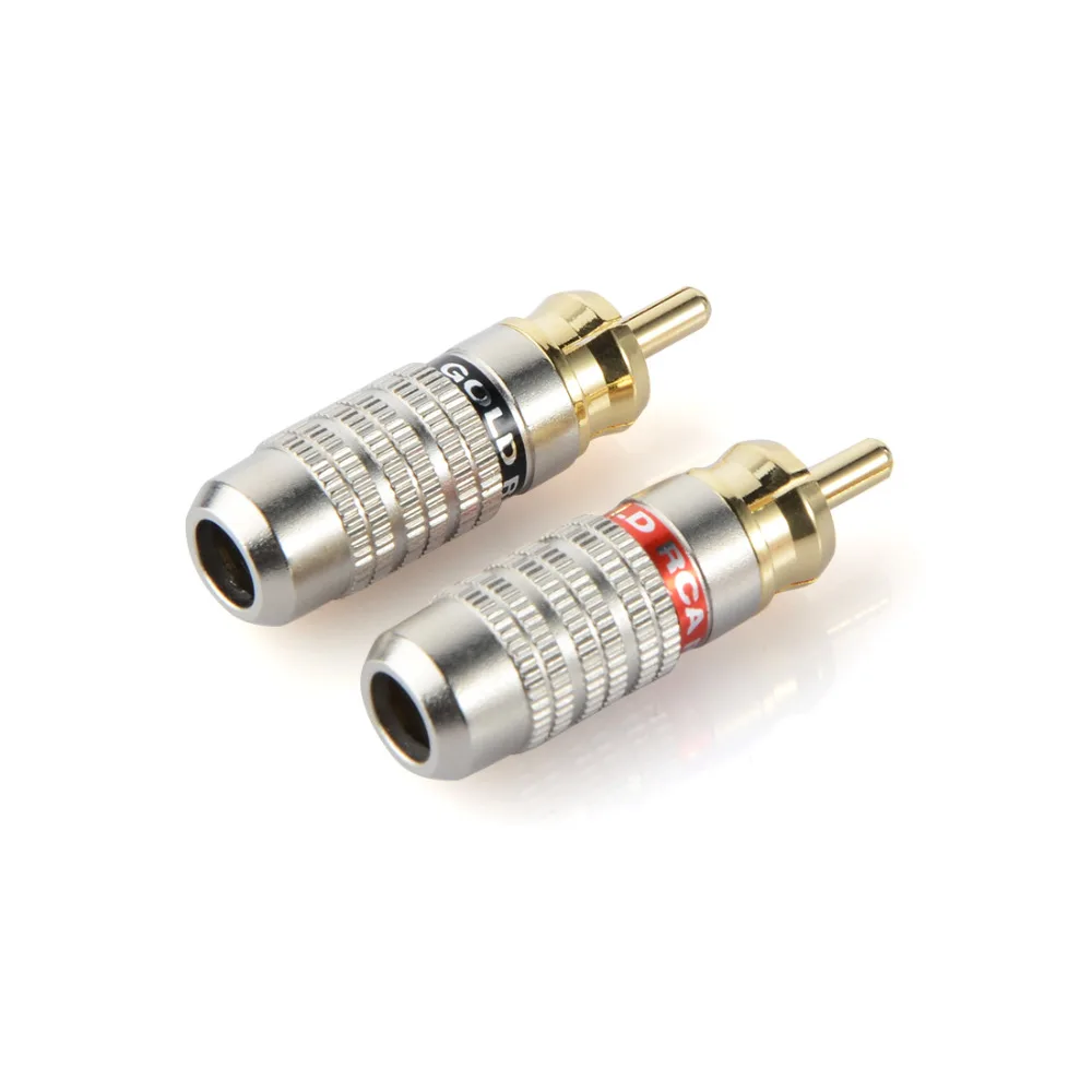 2 шт./лот DIY RCA Plug HIFI позолоченный Аудио кабель RCA Мужской Аудио разъем золото адаптер для кабеля