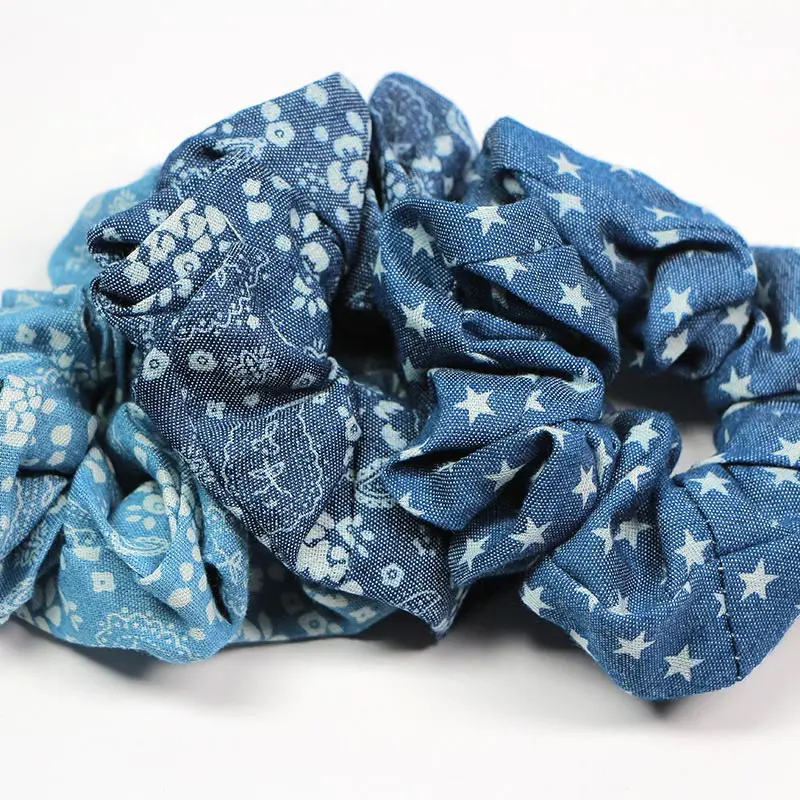 Adjustable Flower Blue Unique 1PC Cartoon Cowboy Star Hair Rope High Quality Scrunchie Ponytail Holder Light Color Elastic