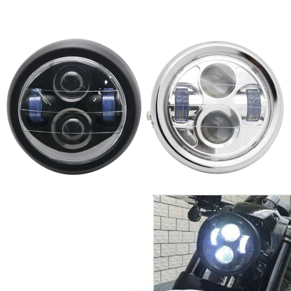 Universal Motorcycle Headlight 6.5 Inch LED Round Head Lamp Bulb for Harley Sportster Cafe Racer Bobber Cruisers Choppers (11)