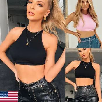 

2019 Woman's Sexy Crop Tops Women Fashion Summer Casual Tank Tops Ladies Fashion Vest Blouse Sleeveless Crop Shirt Lot New