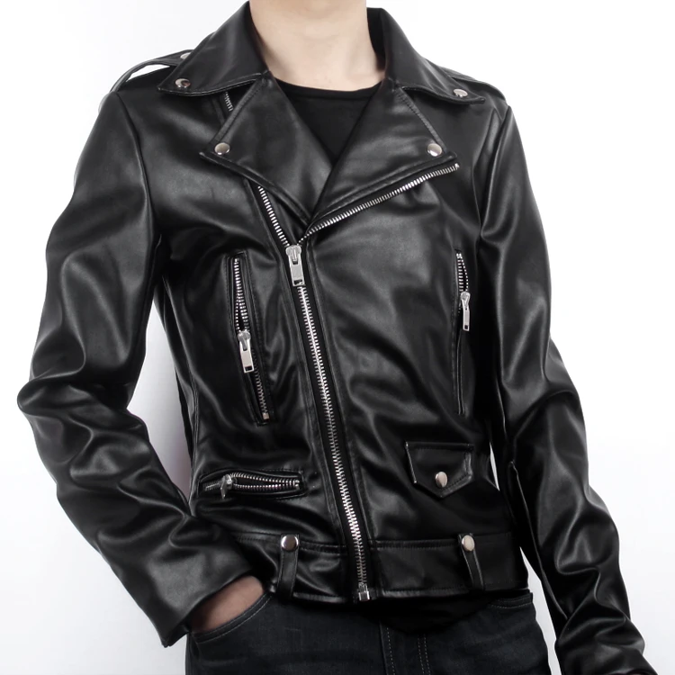 

2016 Zipper Cotton New Real Standard Leather Jacket Men Ceket Fashion Custom Simple Retro Punk Motorcycle Jackets For In Europe