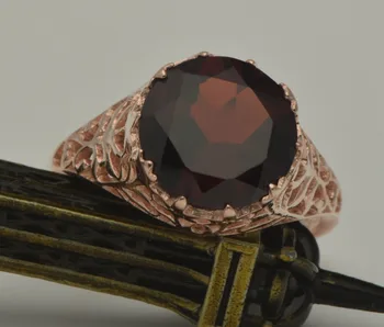 

Free shipping exclusive custom processing fashion luxury elegant lady wedding 14 k rose gold natural garnet rings