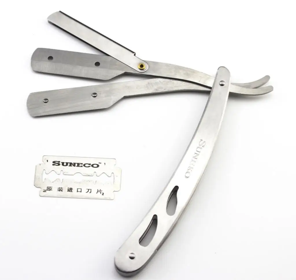 1 набор мужской прямой Опасная бритва стальные бритвы Складной бритвенный нож Инструменты для удаления волос с 10 шт. бритвенным лезвием