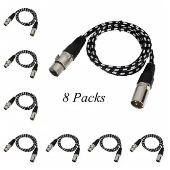 

8 pcs DMX XLR Cable Metal Male To XLR Female for Stage Par Lights or Microphones