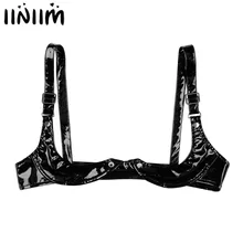 Женский сексуальный открытый бюстгальтер, экзотические майки, регулируемый бюстгальтер на бретельках, нижнее белье, Wetlook, искусственная кожа, открытая чашка, бюстгальтер, Топ Для холостяка