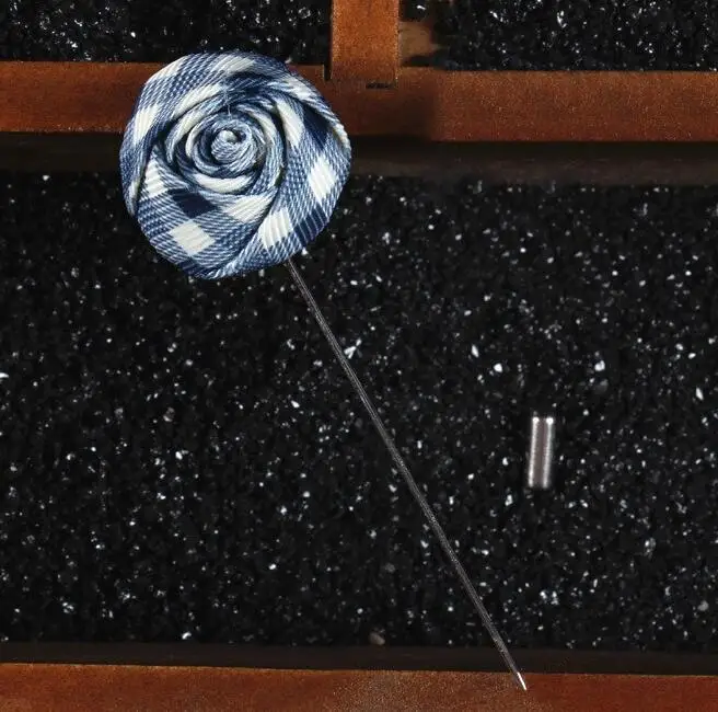 Мужская мода цветок брошь клетчатая ткань ручной работы Значки для мужской костюм свадьба Длинные Pin Роза броши - Окраска металла: Q08