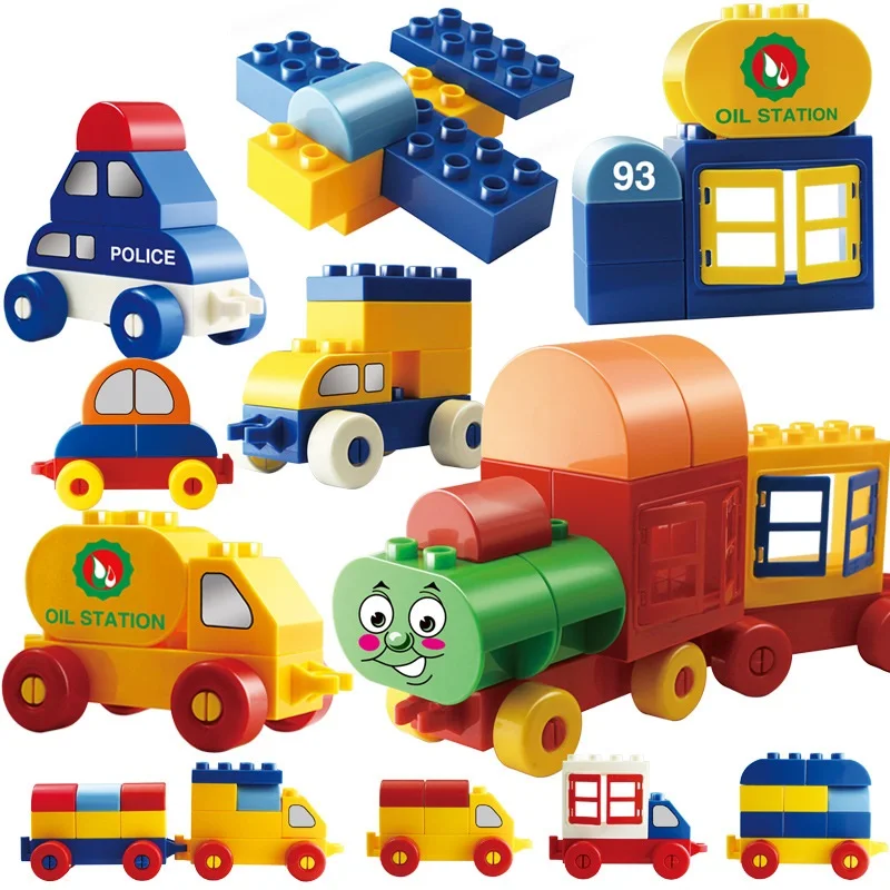 

68pcs High Quallity DIY Building Block Toys Car Train Intelligence Toys Early Learning Train Block Plastic Kids Toys D264