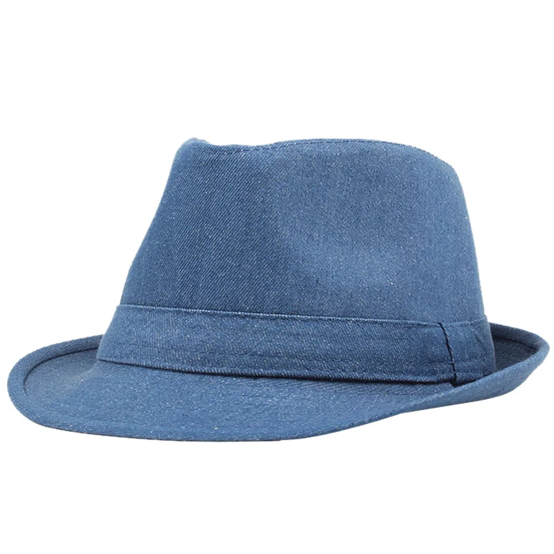 

Spring and summer new denim solid color couple jazz hat British tide male gentleman fashion jazz hat