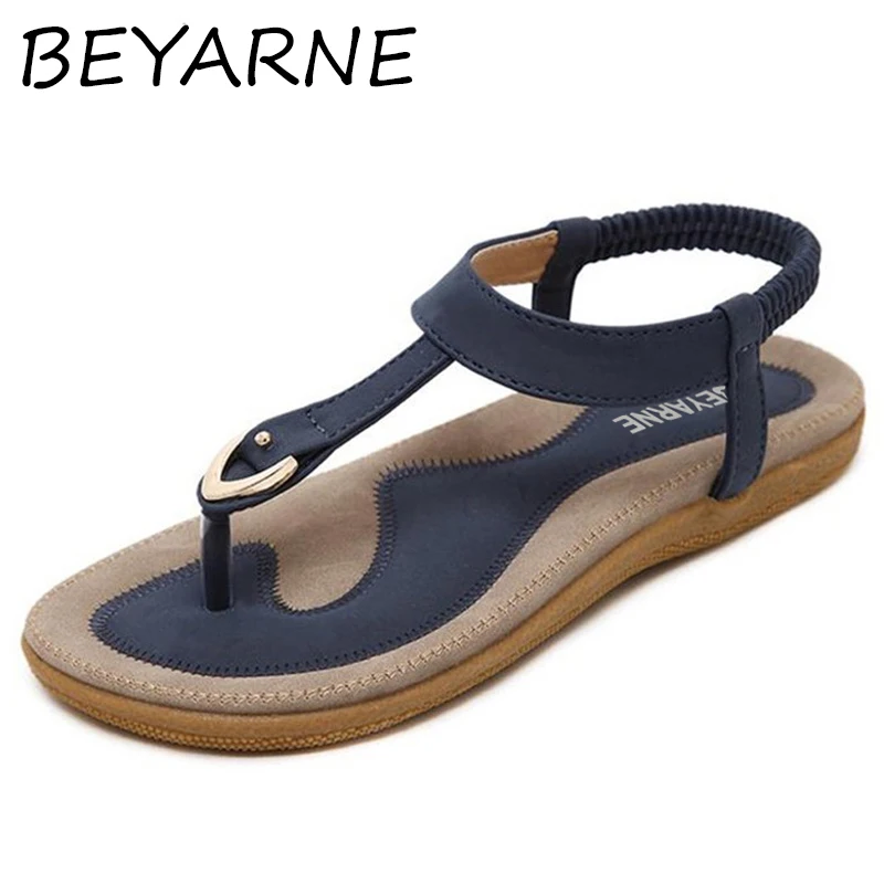 

BEYARNE Women Summer Style Flat Shoes Women Flat Heel Comfortable Soft Bottom Sandals Women Sweet Flip Flops large Size 35-42