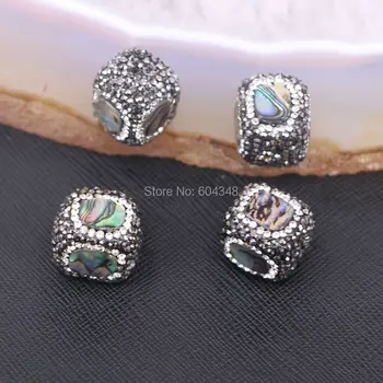 

10pcs Fashion Natural Sea Shell Beads Cube Square Crystal Abalone Shell beads for necklace bracelet Jewelry Findings Making
