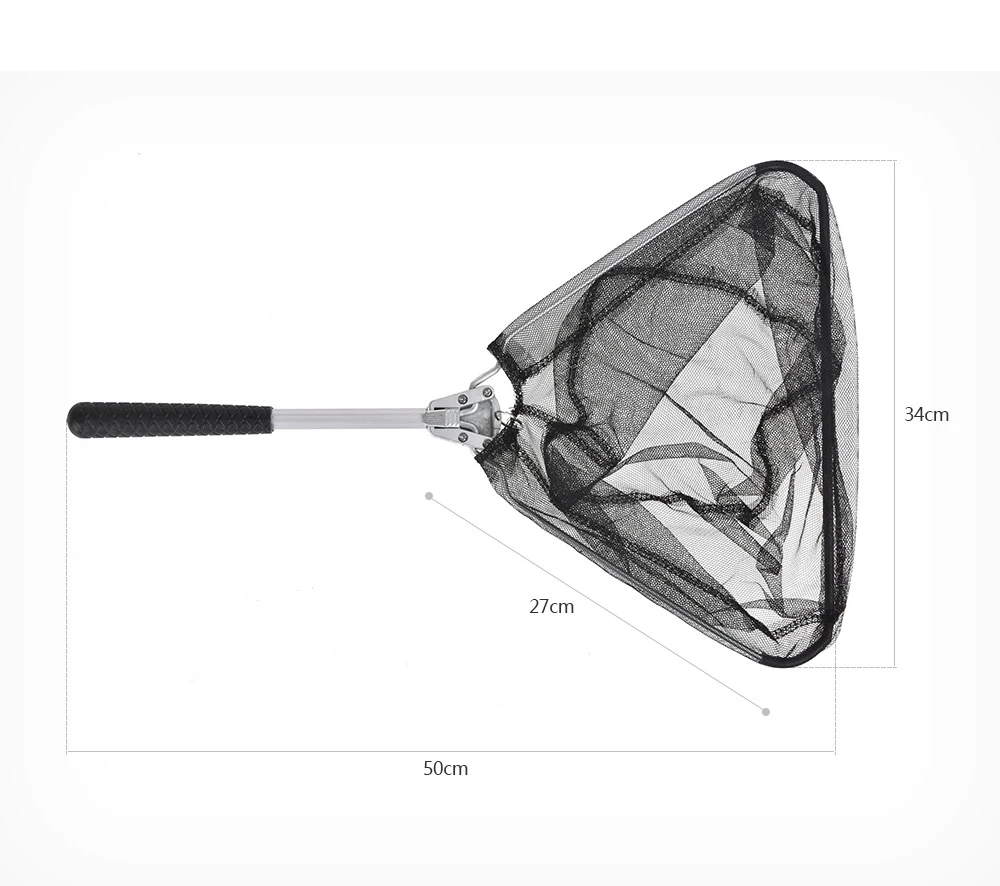 50 см Изысканные Чистая складной сачок Нержавеющая сталь Треугольники сачок уменьшить Рыбалка Шестерни Нейлоновая Сетка Рыбная ловля оборудование Pesca
