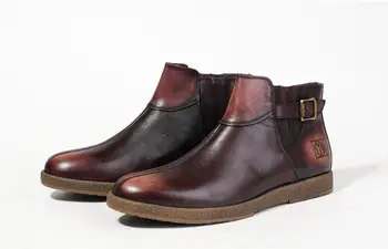 

Slip-On Men's Oxfords Male High Top Shoes Casual Mocassin Homme Genuine Leather Height Increasing Buckle Hasp Ankle Martin Boots