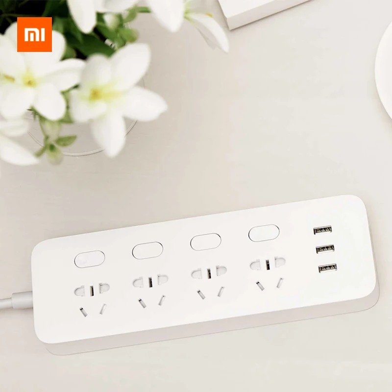Оригинальная штепсельная розетка Xiaomi с 4 портами переключателя управления 3
