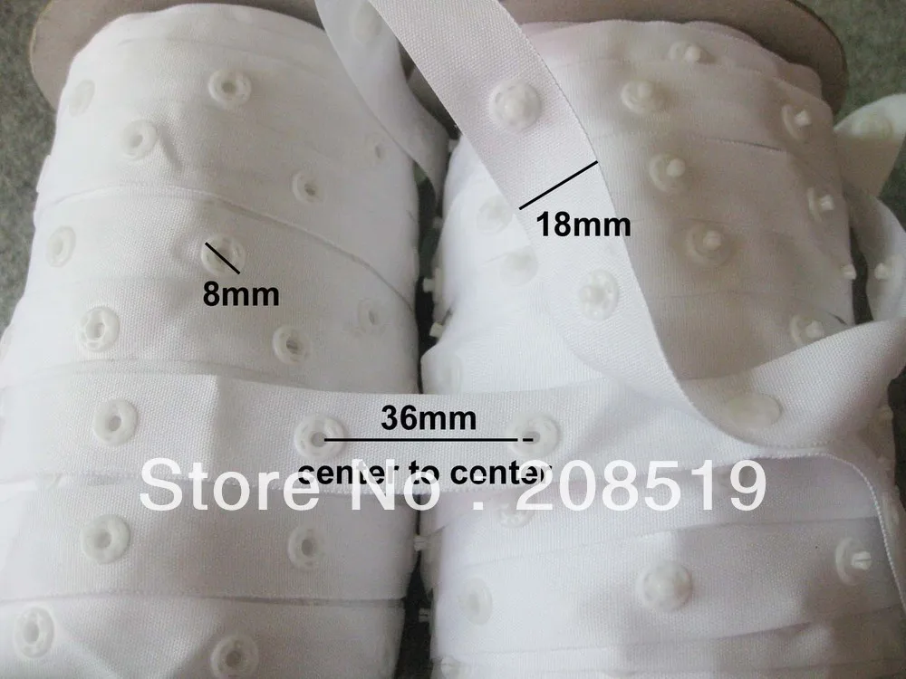 

snap buttons tape 18mm width fabric webbing 10yards white 36mm space(Holes center to center)