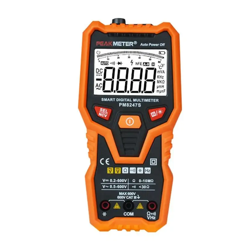 

PEAKMETER PM8247S Smart Auto Range Digital Multimeter Data Hold Voltmeter