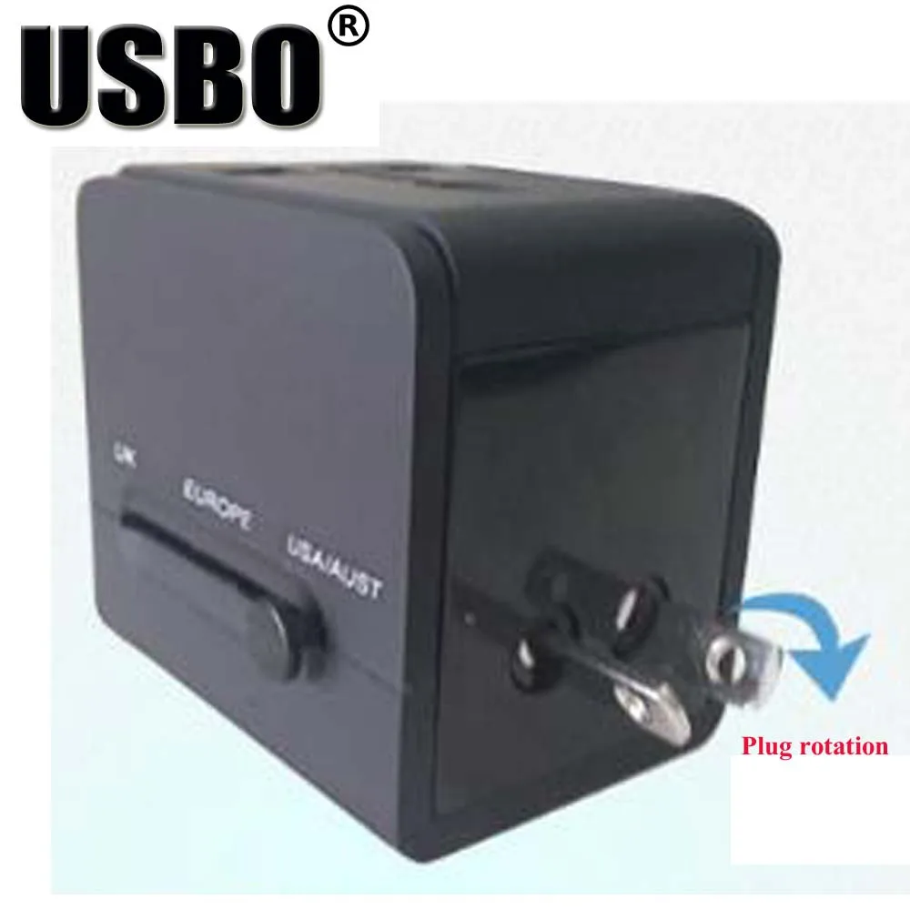 Черный белый Глобальный Универсальный адаптер с двумя USB разъемами 5 в 2 1 А