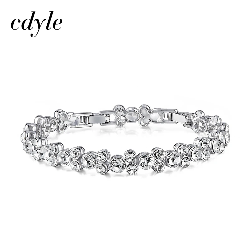 

Cdyle Austrian Rhinestone Paved Bracelets Women Bracelet Chix Mixed Color Silver Color Round Shaped Trendy Jewelry Fashion Oval