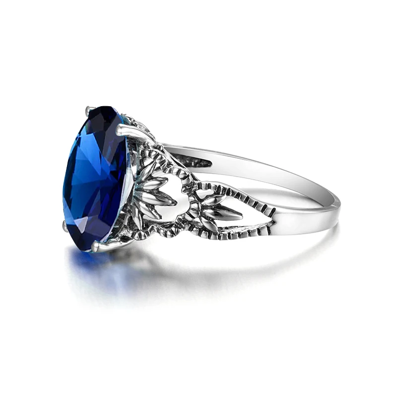 Szjinao Custom Processing 925 Sterling Silver Sapphire Rings Christmas Gift Europe Delicate Adorn Vintage Jewelry