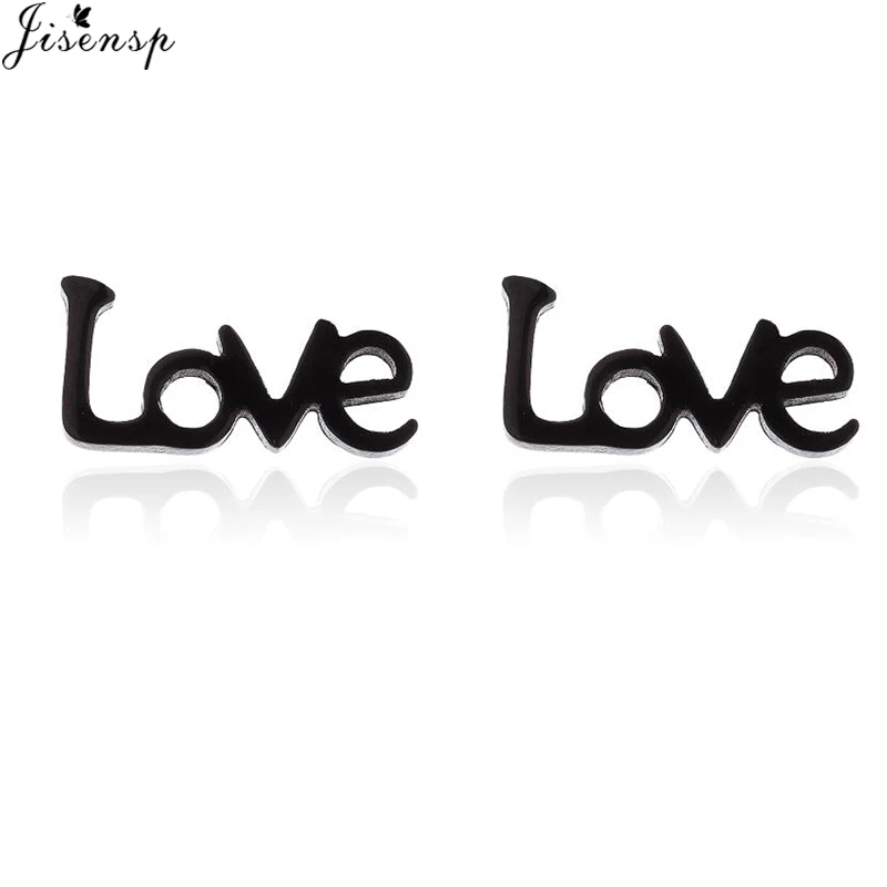 Jisensp модная маленькая Начальная серьги с буквой для девочек подружки невесты подарок серьги из нержавеющей стали романтическая любовь форма серьги