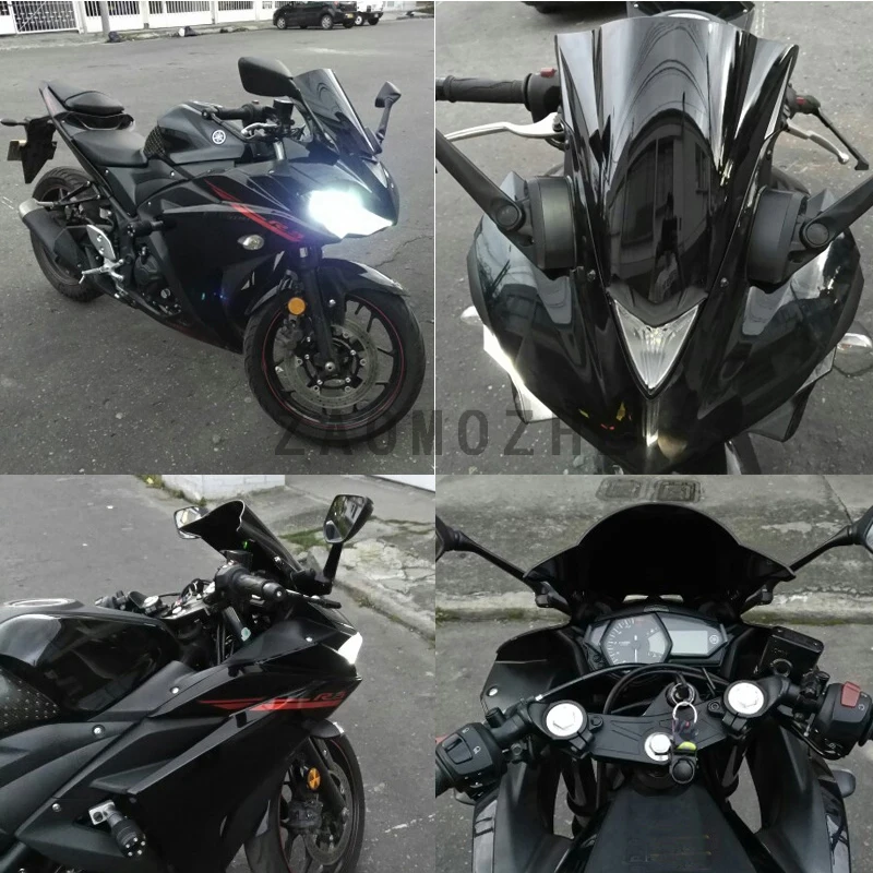 Для Yamaha YZF r25 R3 Черный лобового стекла ветрового Double Bubble YZF-R25 YZF-R3 14 15 16