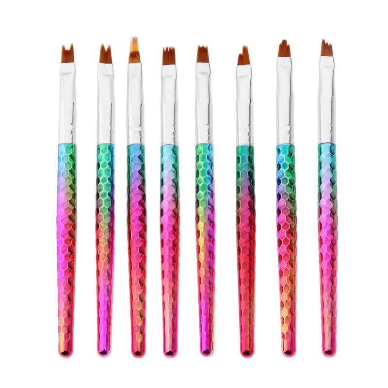 

8pcs Nail Art Mermaid Brushes Gradient French Moon Shaped Painting Tips Drawing Brush UV Gel Polish Manicure Nail Art Decoration