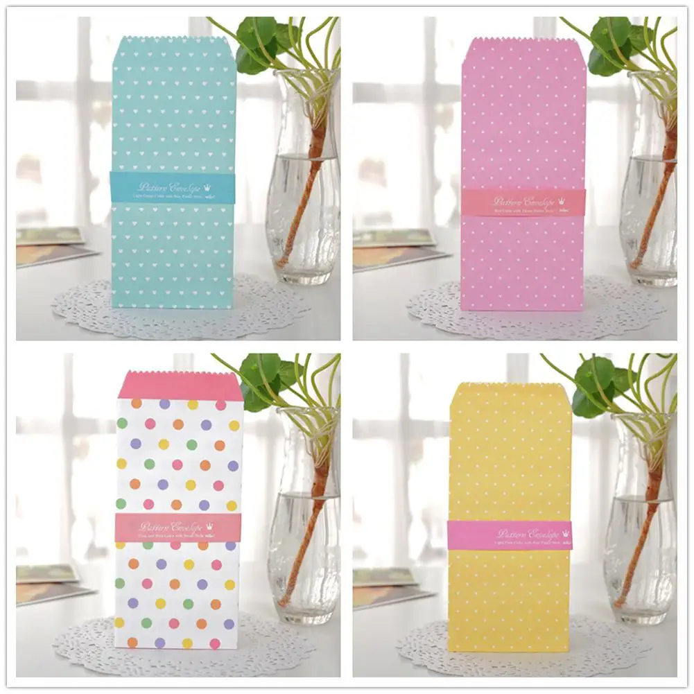  150Pcs/lot Invitation Envelope Candy Color Cute Cartoon Lucky Envelopes Invitation Card Wedding Par