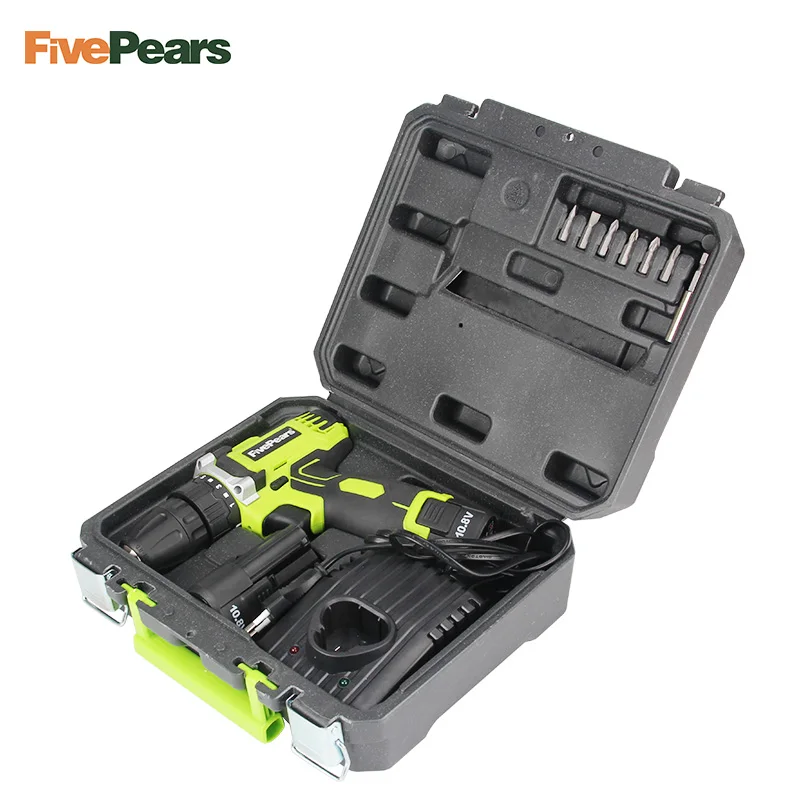 Fivepears 10.8-Volt DC Lithium-Ion Battery 10mm 2-Speed Electric Cordless Drill Mini Screwdriver Wireless Power Driver