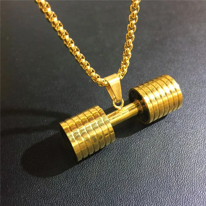 Dumbbell Necklace Titanium Steel 
