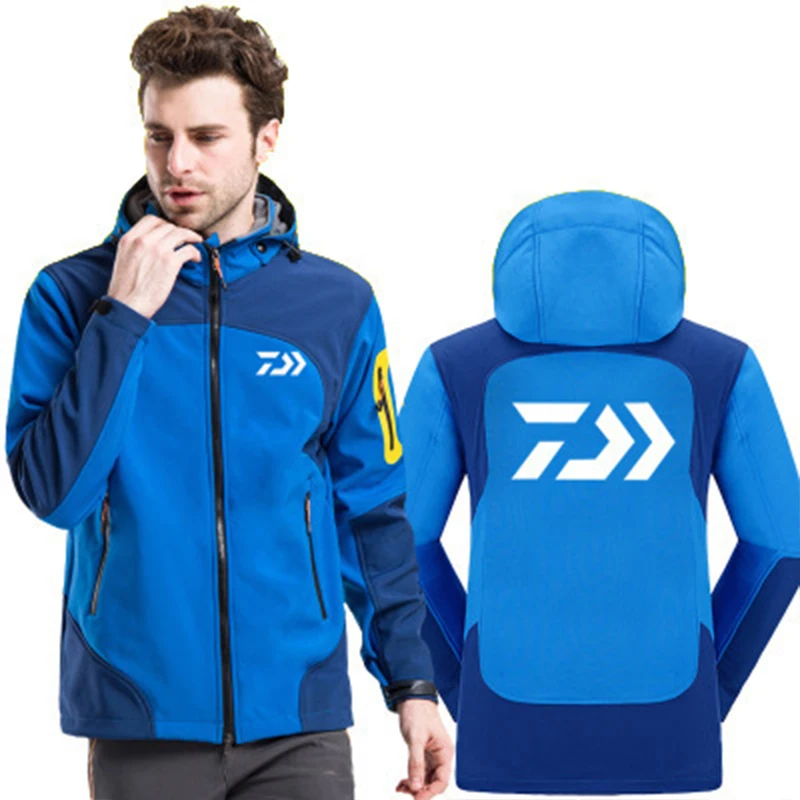 Daiwa Full Zip Windproof Fishing Jacket For Men Lightweight Windbreaker Softshell Outdoor Jacket With Hood Daiwa Full Zip Windproof Fishing Jacket For Men Lightweight Windbreaker Softshell Outdoor Jacket With Hood