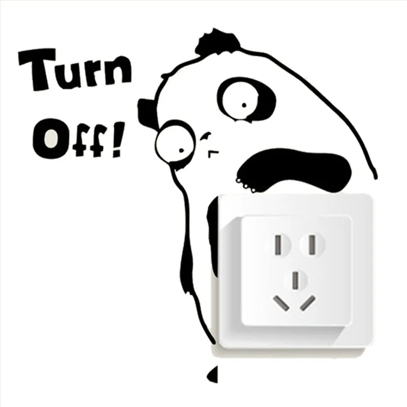 Creative Panda Remind You Turn Off Switch Stickers Outlets Decoration