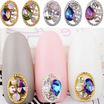 

10PCS 3d nail art decorations rhinestones Pearl Hollow Oval glitter nails accessoires manicure diy tools