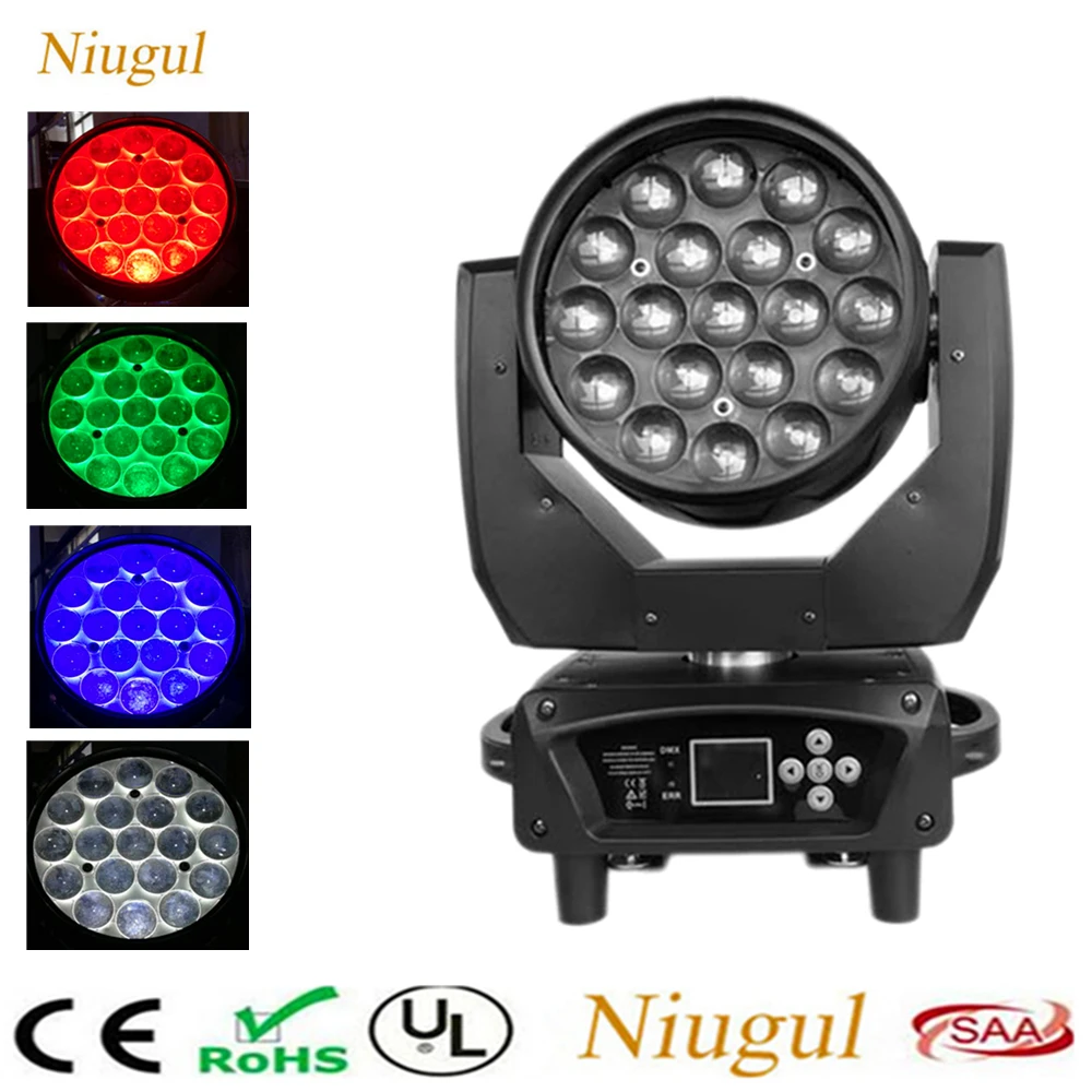 Светодиодный прожектор с движущейся головкой 19x15 Вт DMX512 светодиодный