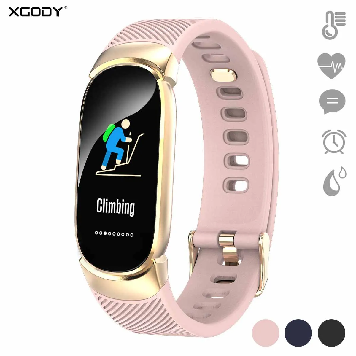 

XGODY QW16 Women Fitness Tracker Watch IP67 Waterproof Blood Pressure Measurement Smart Bracelet For iphone xiaomi Wristband