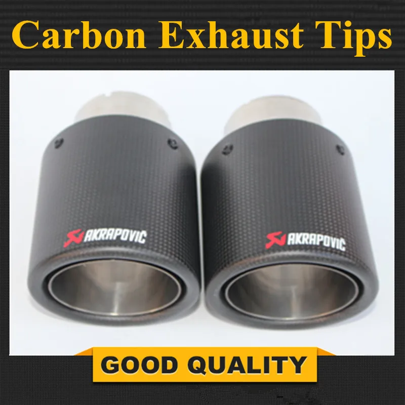 2X Customizable Akrapovic Carbon Fiber Exhaust Tip/Muffler End Pipes