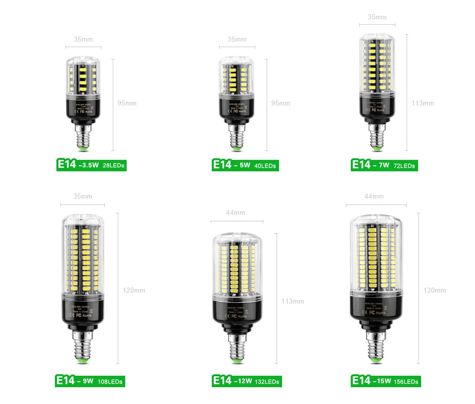 SMD 5736 еще ярче 5730 5733 Светодиодный точечный светильник лампа «Кукуруза» 3,5 W 5W 7W 8W 12W 15W E27 85 В постоянного тока-265 без мерцания, Домашний Светильник Инж
