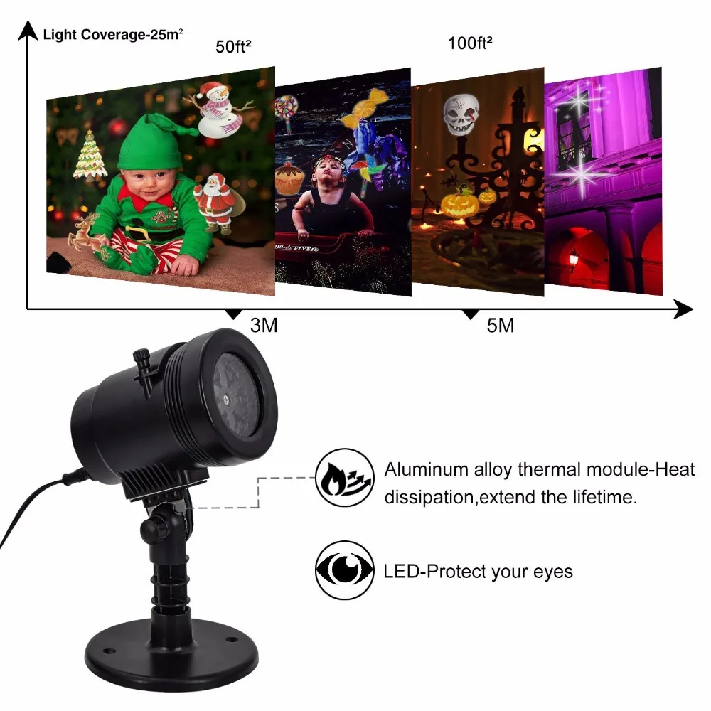 

Upgraded 14 Switchable Slides/Patterns Decorative Light for Halloween Thanksgiving Holiday Auto Timer Projection Lamp