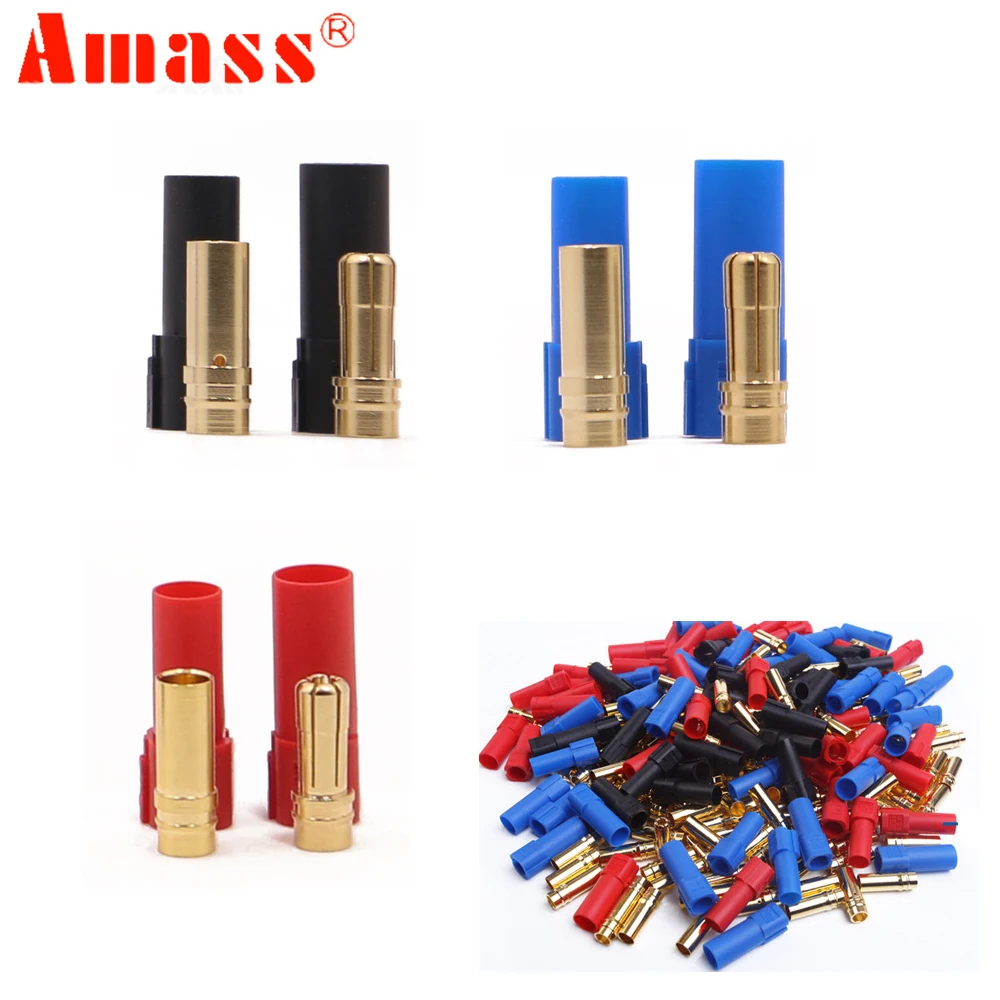 Register shipping 9Pairs lot AMASS XT150 Connector Adapter Male Female Plug 6mm Gold Banana Bullet Plug