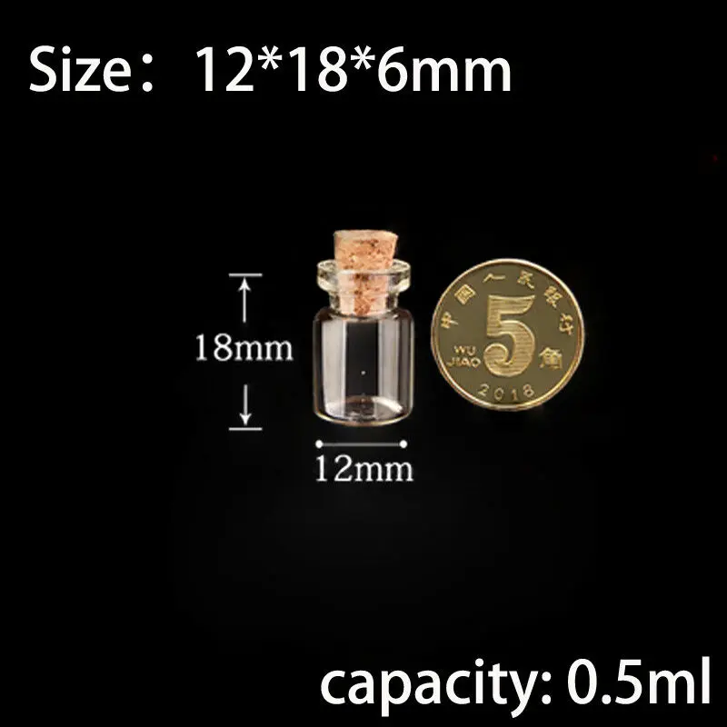 5 шт. 0,5 мл/1 мл/2 мл/5 мл Бутылочка стеклянные баночки Декор DIY прозрачные контейнеры мини массажные Флаконы украшения пробковая пробка Mason Pots - Цвет: 0.5ml