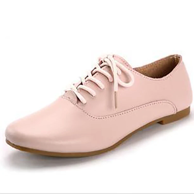 Ariari/женские оксфорды; сезон осень; низкий каблук для женщин; белые туфли; кожаная повседневная Розовая обувь на шнуровке; красивая обувь для девочек; - Цвет: Pink Pumps
