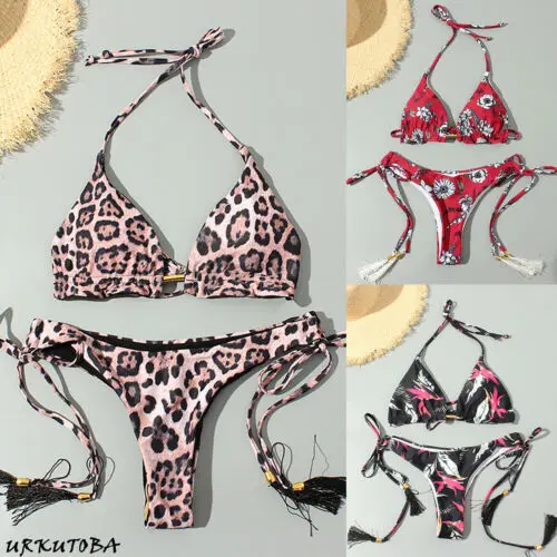 

Women Triangle Bikini Sets Padded Two Piece Thong Bottoms Swimwear Swimsuit SEXY