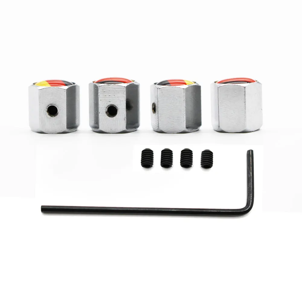 

5 Pcs/Set Zinc Alloy Anti-theft Germany National Flag Tire Valve Stem Cap Tire Wheel Stem Air Valve Caps for Auto Cars