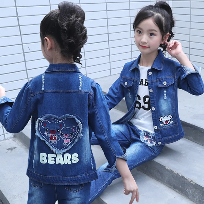 

2018 Spring Autumn Bear Kids Clothes Set Cartoon Girls Clothes 4 5 6 7 8 9 10 11 12 13 14 Years Girls Clothing Set Sports Suit