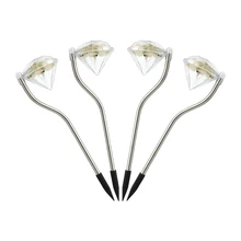 4 шт. Водонепроницаемый Открытый Солнечный Мощность газон лампы на солнечных батареях Diamond Форма Нержавеющая сталь светодиодный прожекторы садовые вдоль дорожки, на участке освещения