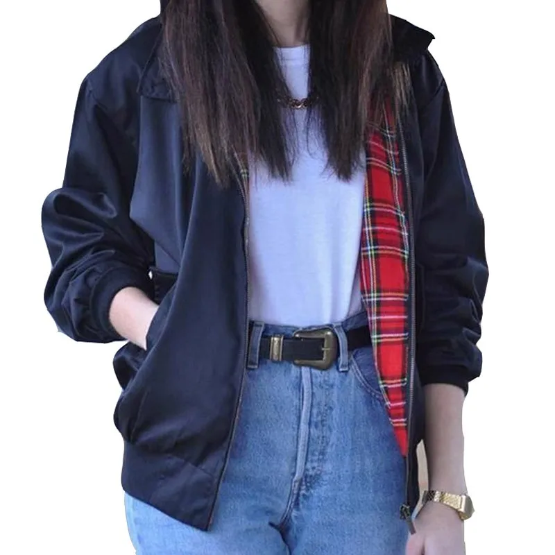 Fashion Autumn Winter 2016 Women Casual Outerwear Long Sleeve font b Tartan b font Lined Pockets