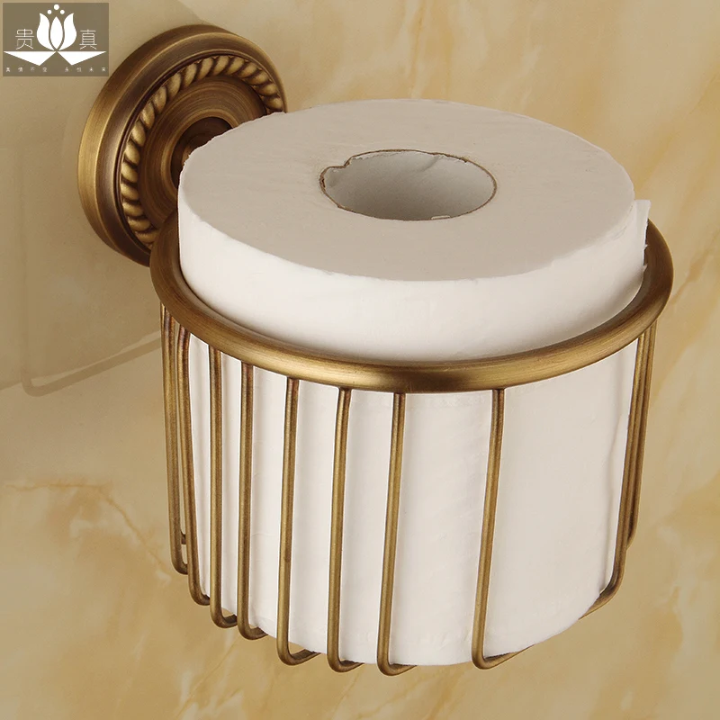 Copper antique towel rack paper towel basket shelf basket bathroom