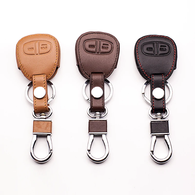 

Car Leather Key Cover for Mitsubishi Exxon ASX Colt LANCER Grandis Pajero sport 2 Button Car Key Cover shell Car Key Accessories