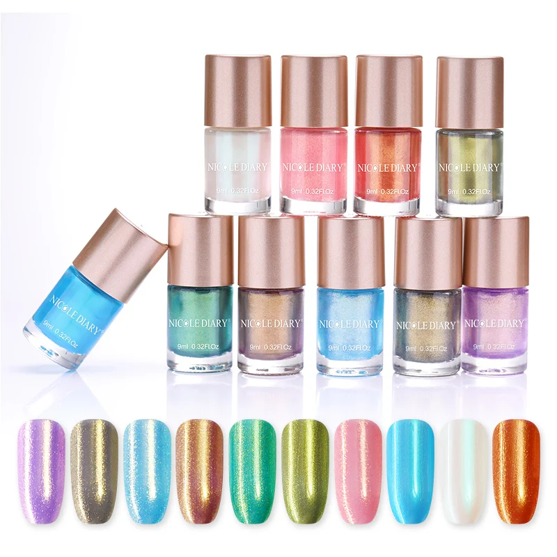 

NICOLE DIARY 9ml Nail Polish Holographic Jelly Chameleon Matte Lacquer Varnish Mirror Effect Pearl Nail Polish 47 Colors