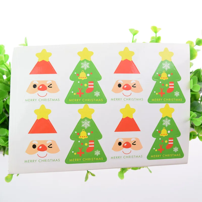 

Hand made Christmas Tree Scrapbooking Kraft Paper Labels Envelopes Packaging Seals Sticker DIY For Cake Box Wrapping Baking