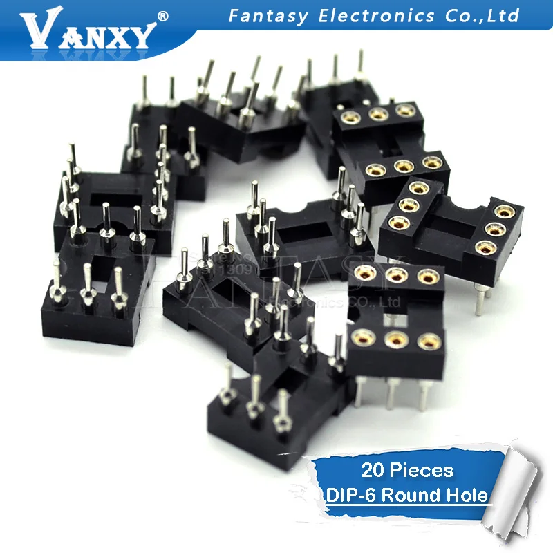 

20pcs DIP-6 Round Hole 6 Pins 2.54MM DIP DIP6 IC Sockets Adaptor Solder Type IC Connector