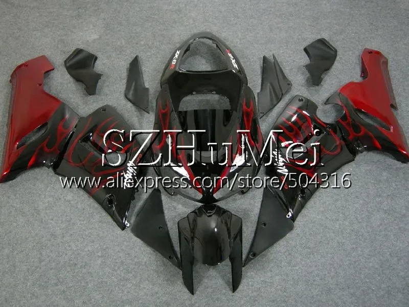 No. 21 Red flames Средства ухода за кожей для KAWASAKI NINJA 600CC Блестящая серебряная ZX 6R 05-06 ZX-636 ZX636 9SH16 ZX6R 05 06 ZX600 ZX 636 ZX-6R 2005 2006 обтекатели комплект - Цвет: No. 21 Red flames